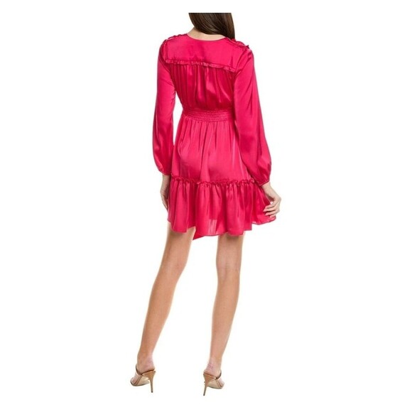 Taylor Women's Flowy Ruffled-Hem Tie-Waist Fit & Flare Dress Pink Fuchsia 12 - Picture 2 of 8
